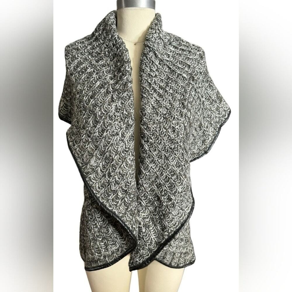 Women's XL Gray Marled Knit Open Front Cardigan Sweater Shawl Wrap Cozy Boho #E8